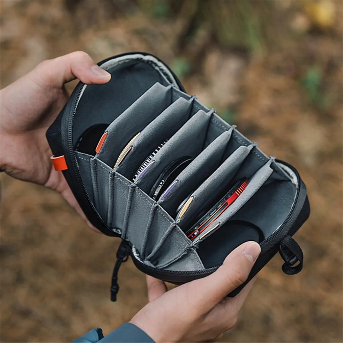 حقيبة فلتر الكاميرا، حقيبة تخزين فلتر دائري، حافظة واقية لمرشح الأشعة فوق البنفسجية وCPL مع تصميم محمول بسحابات #5