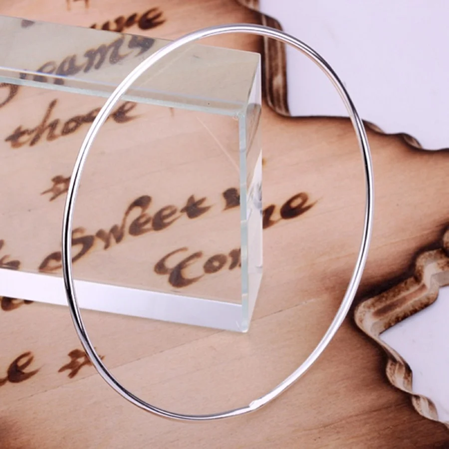 Factory direct 925 sterling silver jewelry fashion cute circle women lady bangle round bracelet charm gifts