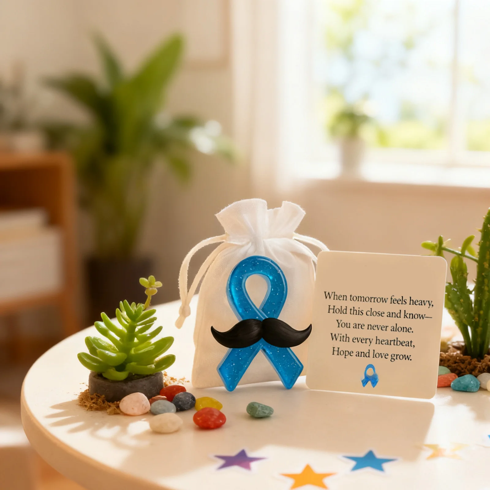 عناق جيب الشريط الأزرق، جيب مباركة مع بطاقة رسالة مباركة، هدية تذكارية ساحرة ملهمة للأصدقاء