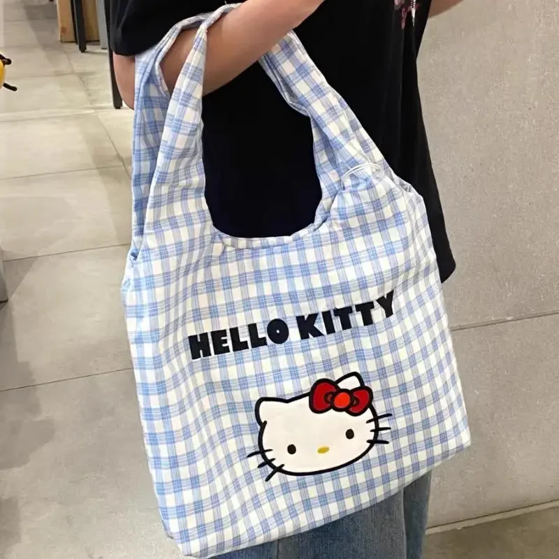Borsa tote oversize Hello Kitty Borsa a tracolla Kawaii Borsa moda donna Borsa shopping da viaggio leggera impermeabile 2025 Vendita calda