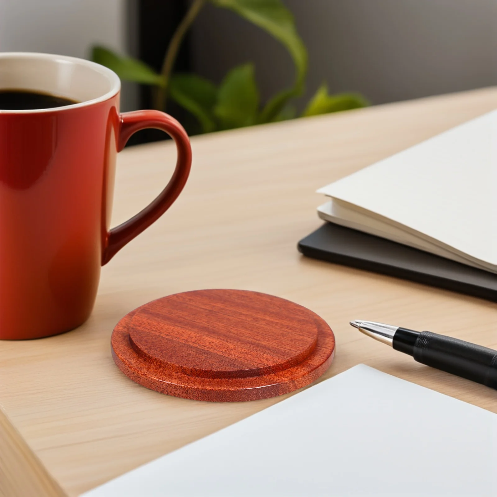 

4pcs Solid Wood Cup Lid: Round Reusable Mug Cover For Glass Ceramic Coffee Tea Cups Durable Heat-Resistant Drinkware Protection