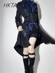 High Sense 2025 Spring New Y2k Trench Coat Dark Goth Robe Lolita Long Coats Lolita High Street Men and Women's Jacket Clothing