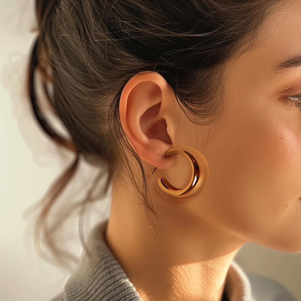 INS Niche Metal Texture Glossy Open Earrings