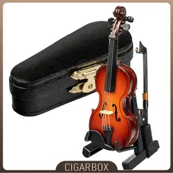 Mini Violin Model With Mini Violin Bow Stand Wooden Musical Instruments Collection Decorative Ornaments Mini Violin Case