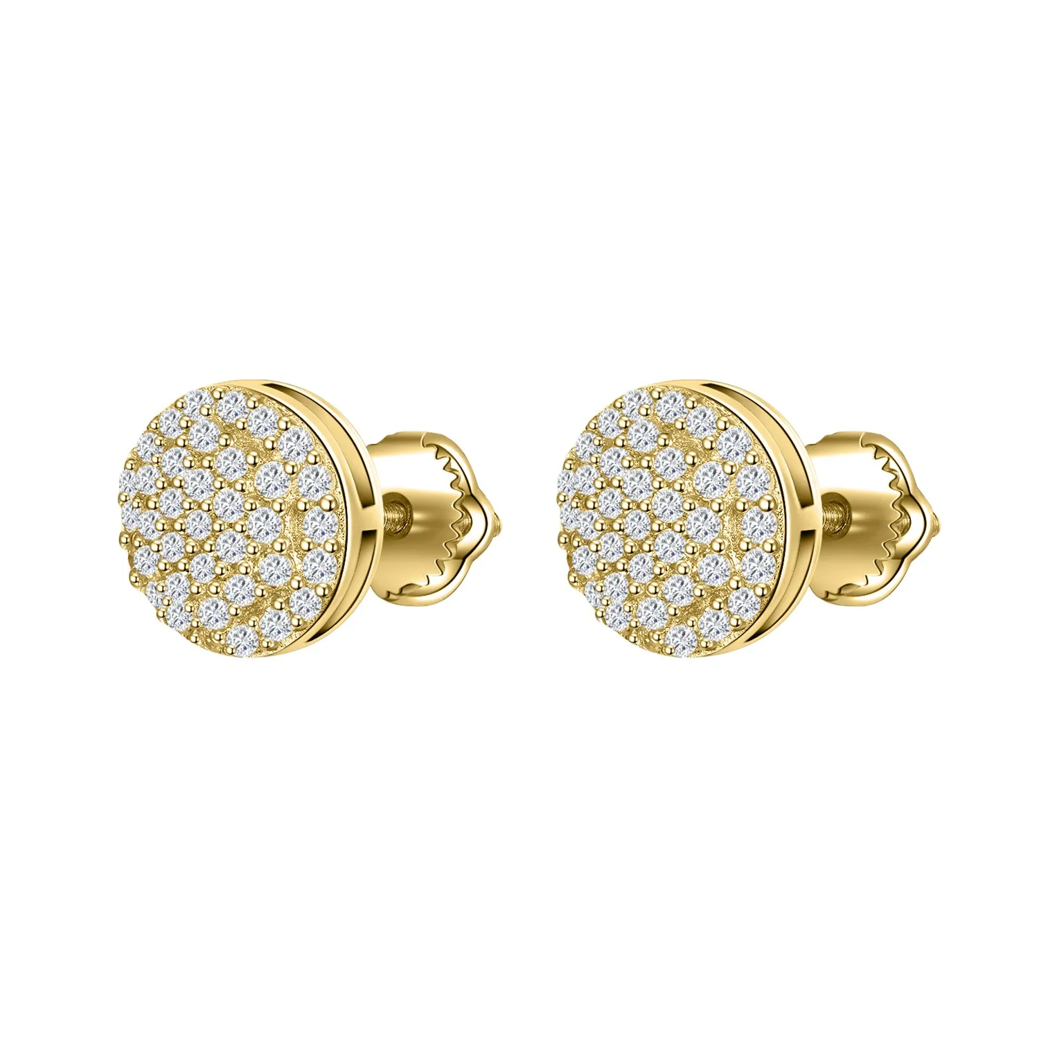 

Luxury 10k 14k 18k Solid Gold Screw Back Earrings Fine Jewelry Iced Out VVS Moissanite Diamond Stud Earrings