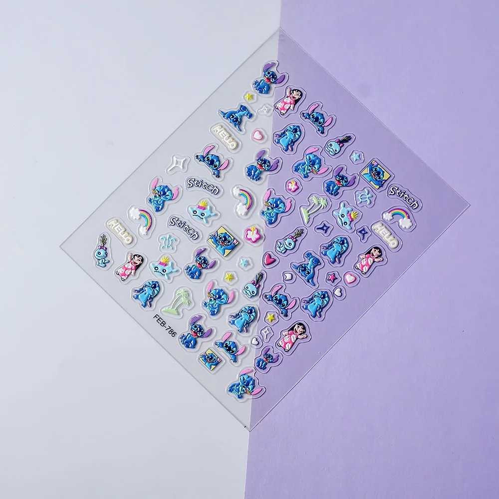 Disney Nail Art Decoration Cartoon Stitch Mickey 5D Nail Stickers Nail Accessories New Anime Characters Nail Art Supplies
