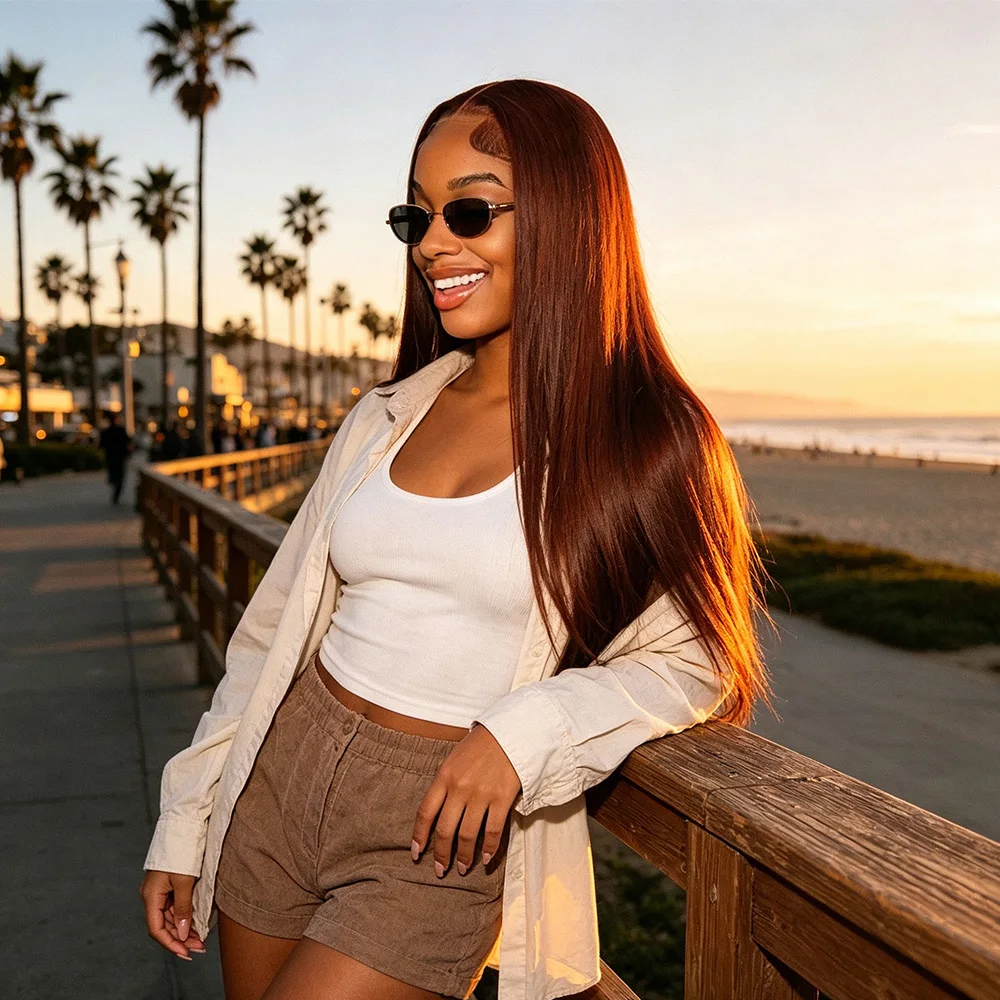 200 Density 13x4 Chocolate Brown Straight Lace Frontal Wig Pre Plucked 13x6 Hd Transparent Lace Front Brazilian Human Hair Wigs 18-46 Inches