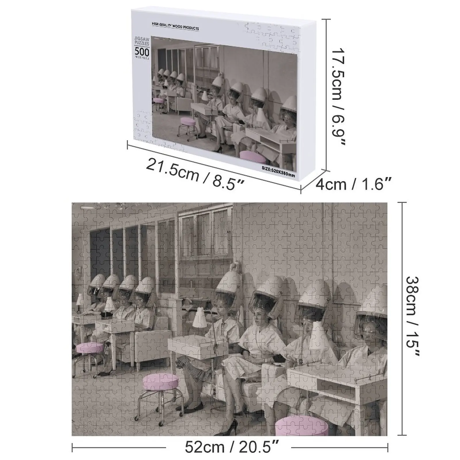 Beauté jour vintage sépia salon de coiffure photo Puzzle Compositions en bois pour enfants Puzzle personnalisé