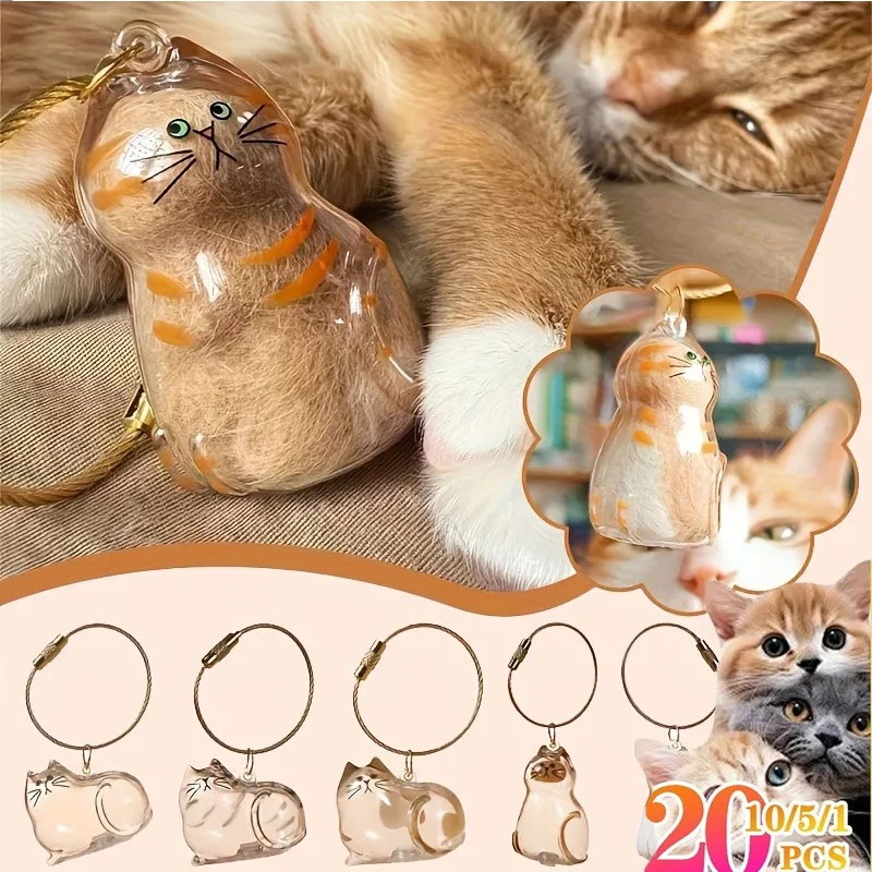 Cat Hair Keepsake Keychain Pendant Pet Fur Storage Ornament for Backpack Bag Hanging Souvenir Gift for Cat Lovers Memorial Use