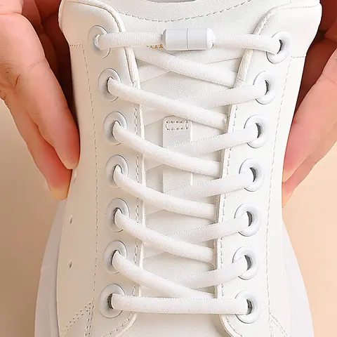 탄성 없음 넥타이 신발 끈 어린이와 성인 운동화를위한 반원형 신발 끈 신발 끈 빠른 게으른 금속 잠금 끈 신발 끈