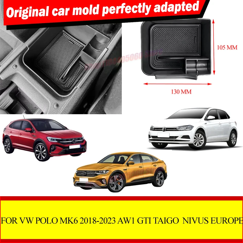 Car Armrest Box Storage Tray For Volkswagen VW Polo MK6 2018-2023 AW1 GTI Taigo 2021-2023 Nivus Europe Accessories