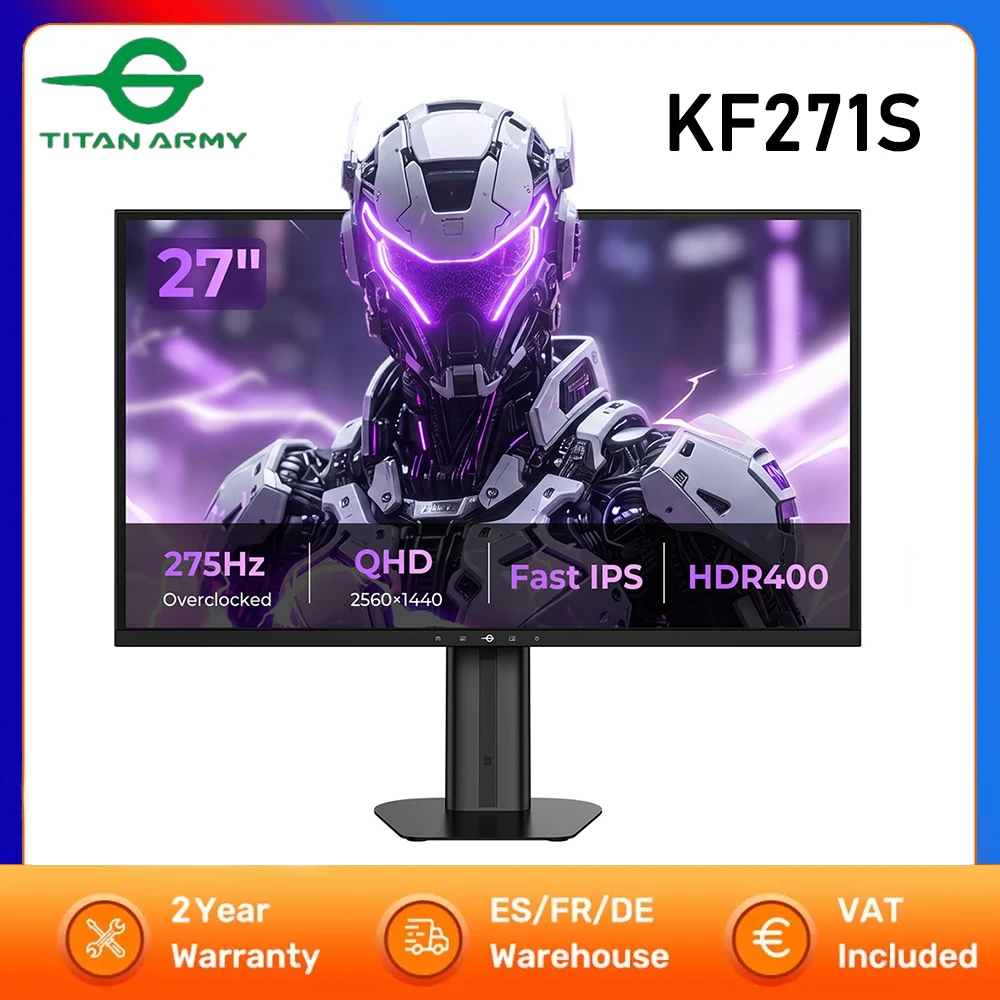 Monitor para juegos Titan Army KF271S PLUS de 27 pulgadas, resolución 2K QHD, pantalla IPS de alta velocidad a 240 Hz (275 Hz en modo