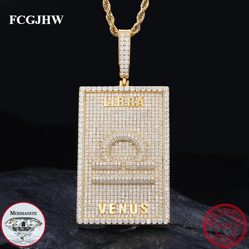 FCGJHW Unisex Hang Tag Pendants Necklaces Ice Out Moissanite S925 Silver Pendants for Men Hip Hop Jewelry Necklace Gift 2026