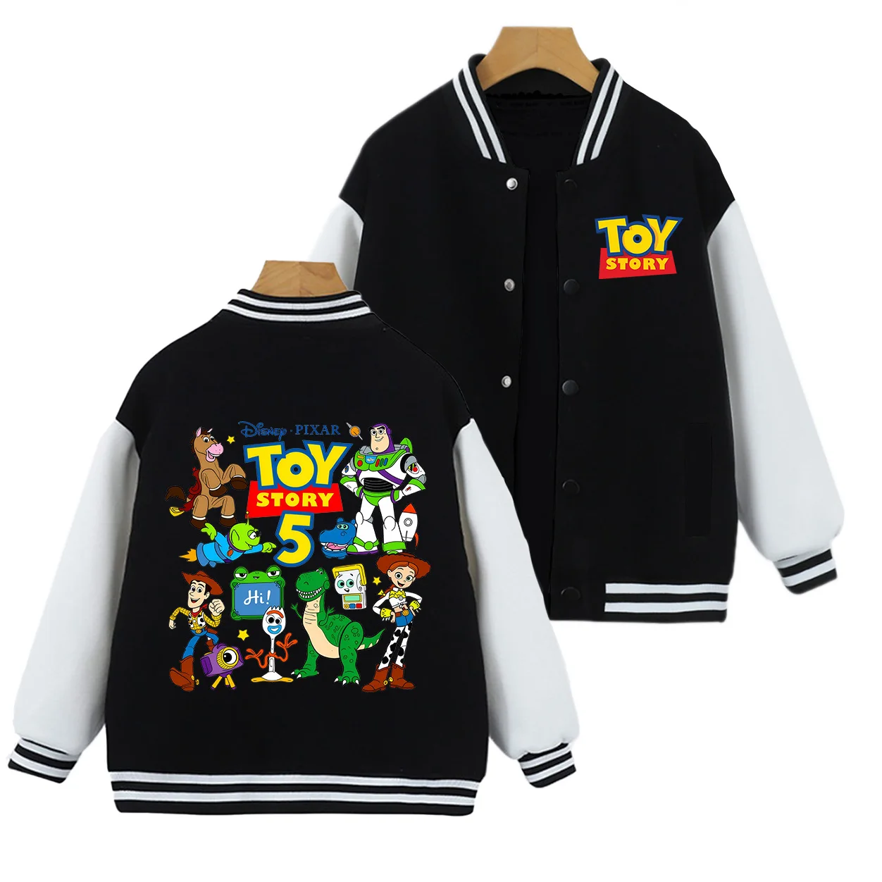 2026 Autumn/Winter New Kids Toy Story Children's Baseball Uniform Pullover Hoodie for Boys Girls Casual Coat with Cartoon Print