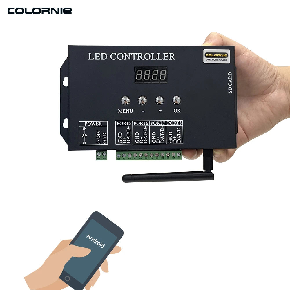 controlador led rgb strip lights h807sb portas wifi 4096 pixels ws2811 ws2812 ws2815 2023 01