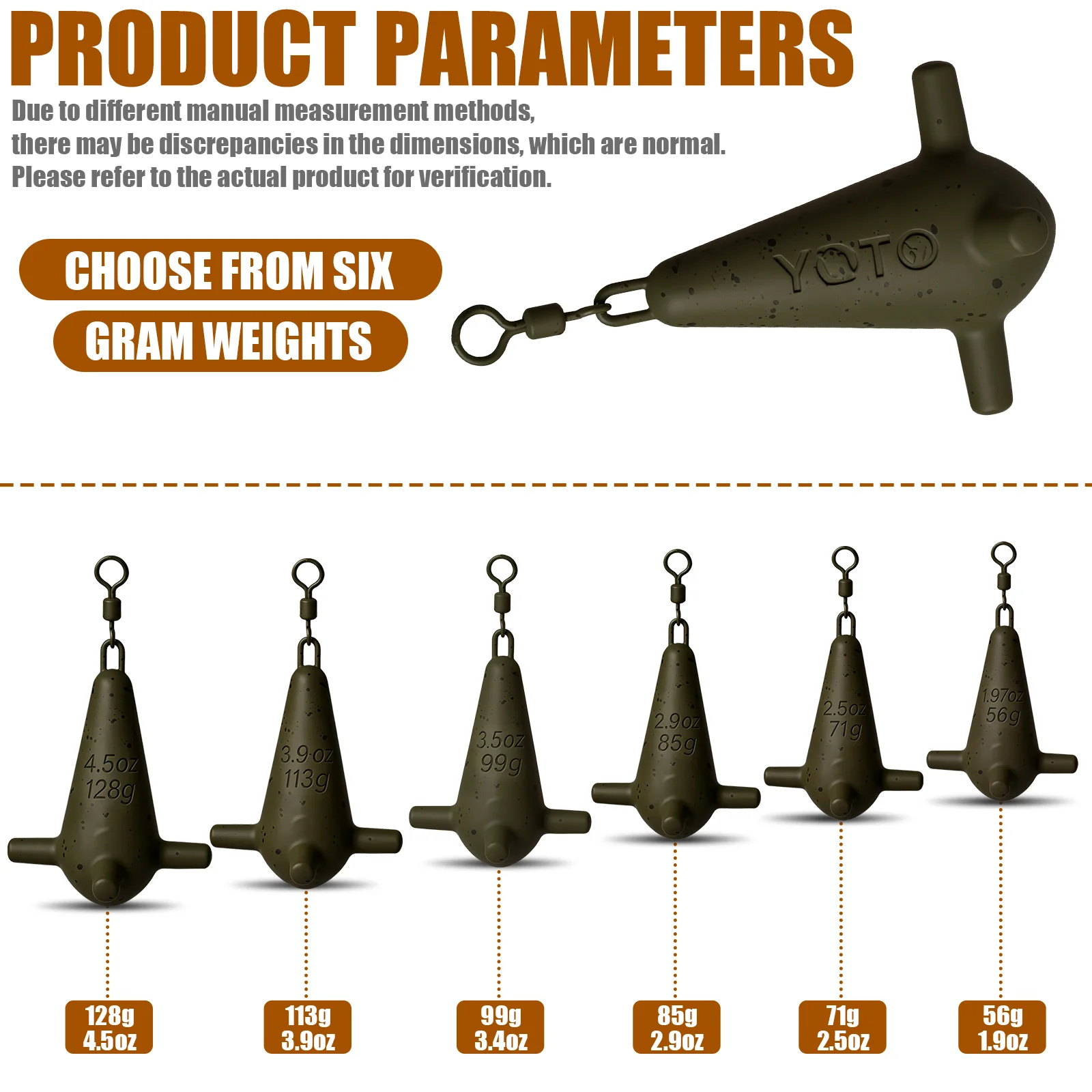 Seawol Carp Fishing Inline Rocket Lead Sinker – 2/2.5/3/3.5/4/4.5oz Anti Snag Fishing Weight with Swivel, Carp Tackle