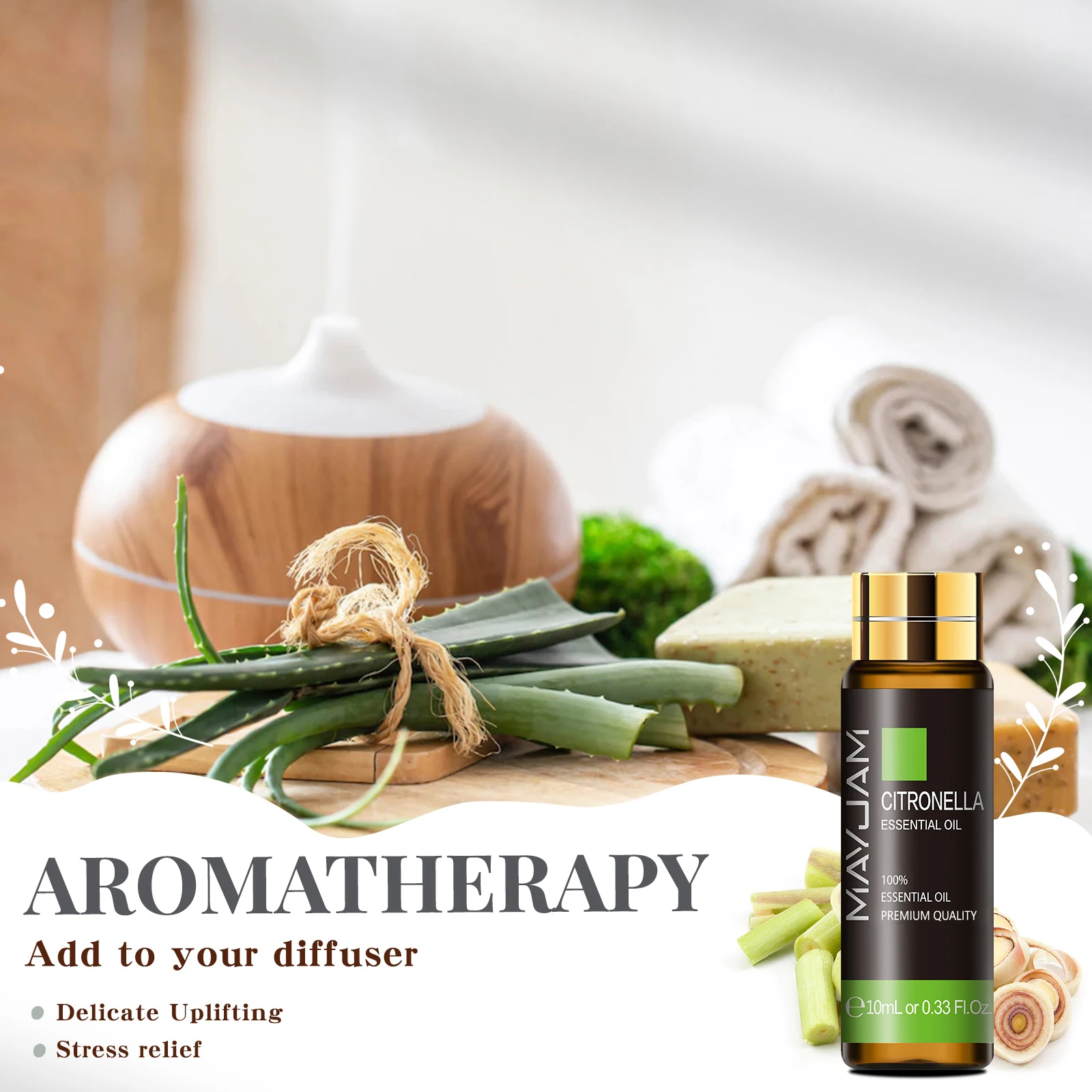 10Ml Citronella Kamille Citroenroos Salie Etherische Oliën Basilicum Vetiver Mirre Peper Venkel Dennennaalden Kamfer Massage Olie