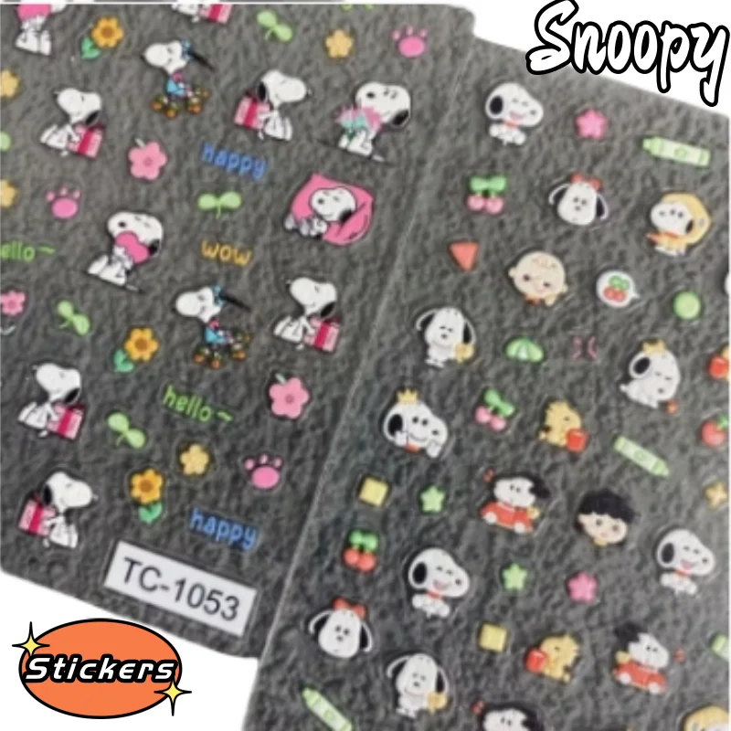 Snoopy cartoon cute peripheral nail art stickers for girls with high appearance and two-dimensional DIY nail decoration stickers