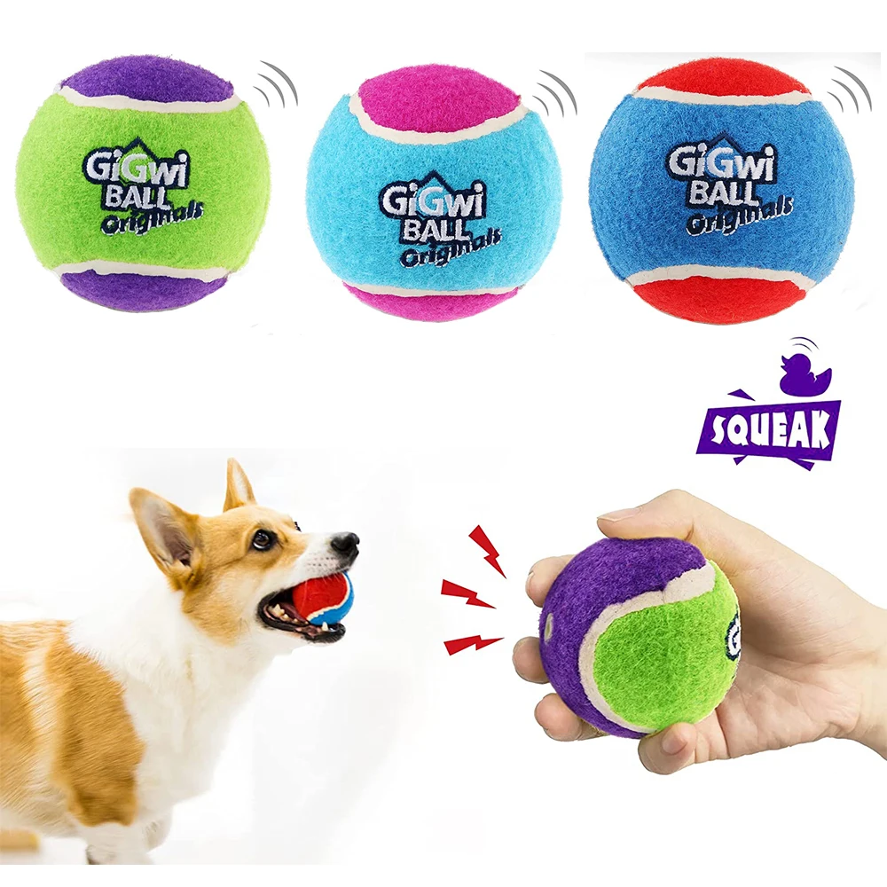 2 stücke Haustier Hund Quietschende Spielzeug Ball Tennis Ball Interaktive Hund Spielzeug Hohe Bounce Sound Gummi Ball für Hund Training im freien Spielen Ball – Detail 7