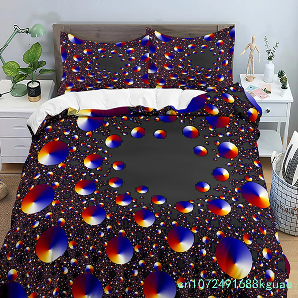 Psychedelic Spiral Swirl Bedding Set Abstract Art Duvet Cover Microfiber Boho Hippie Comforter Cover Full Queen For Kids Adults