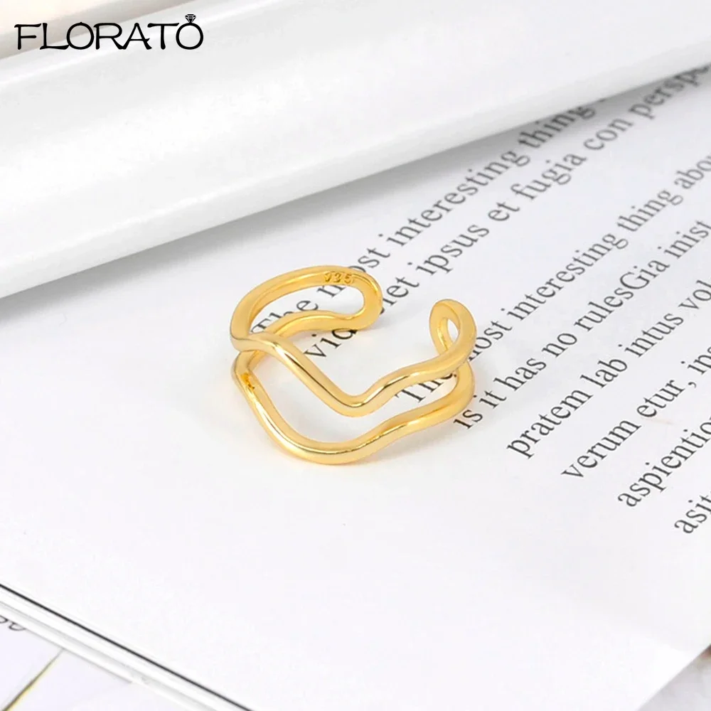 Fashion Adjustable 18K Gold Ring for Women Simple Line Mens Rings Festival Gift Couple Ring Trendy Jewelry Gift Wholesale