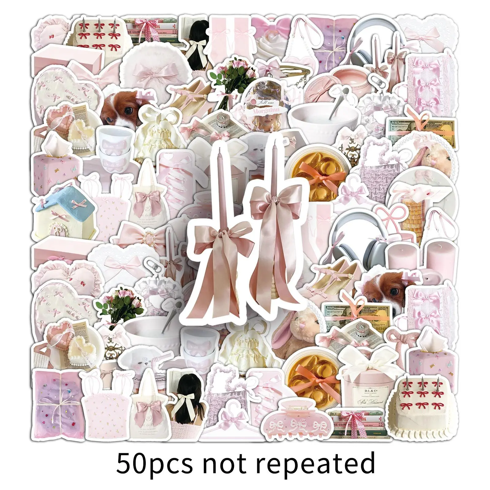 50pcs Bow Style Doodle Stickers Creative Decoration for Phone and Scrapbook