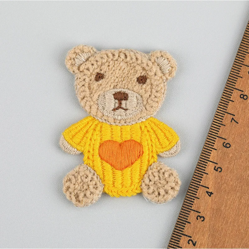 10 Stück 4,8*6,5cm Cartoon-Stickerei-Bären-Applikationen für DIY-Kopfbedeckungen, Haarspangen, Bastelarbeiten, Dekoration, Kleidung, Aufnäher, Accessoires – Detail 5