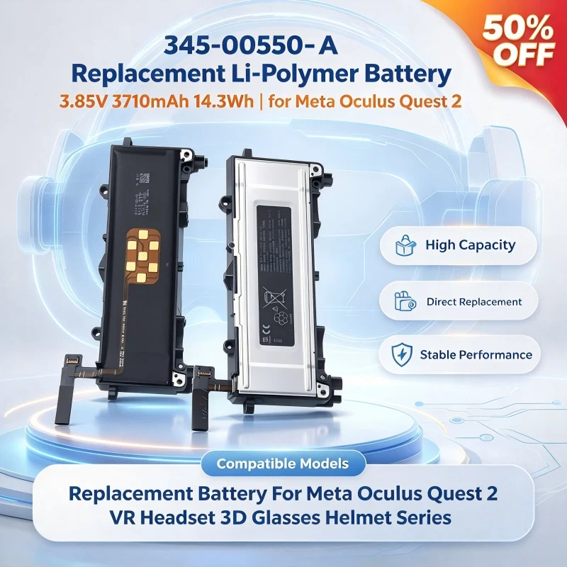 345-00550-A 3.85V 3710mAh 14.3Wh Li-Polymer Replacement Battery Compatible with Meta Oculus Quest 2 VR Headset 3D Glasses