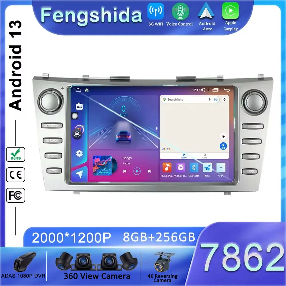 

Android 13 Car Radio For Toyota Camry 2006 2007 2008 2009 2010 2011 Multimedia Video Player GPS Navigaion DSP Split Screen WIFI
