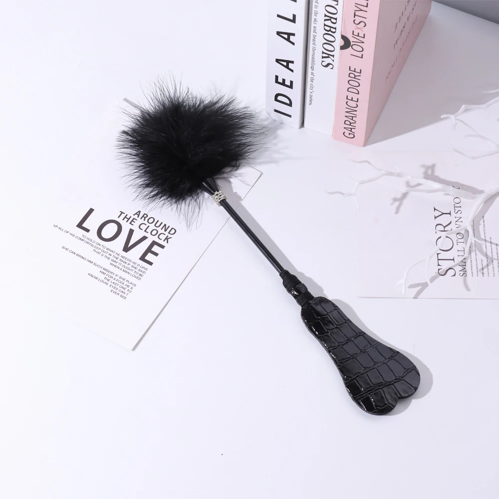 Faux Leather Feather Tickle BDSM Flogger Paddle Fetish Whip Adult Sex Toys for Women and Couples