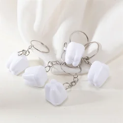 5PCS Simulation Cartoon Teeth Keychain White Teeth Keyring Key Chains Resin Tooth Shape Key Rings For Women Jewelry Gift