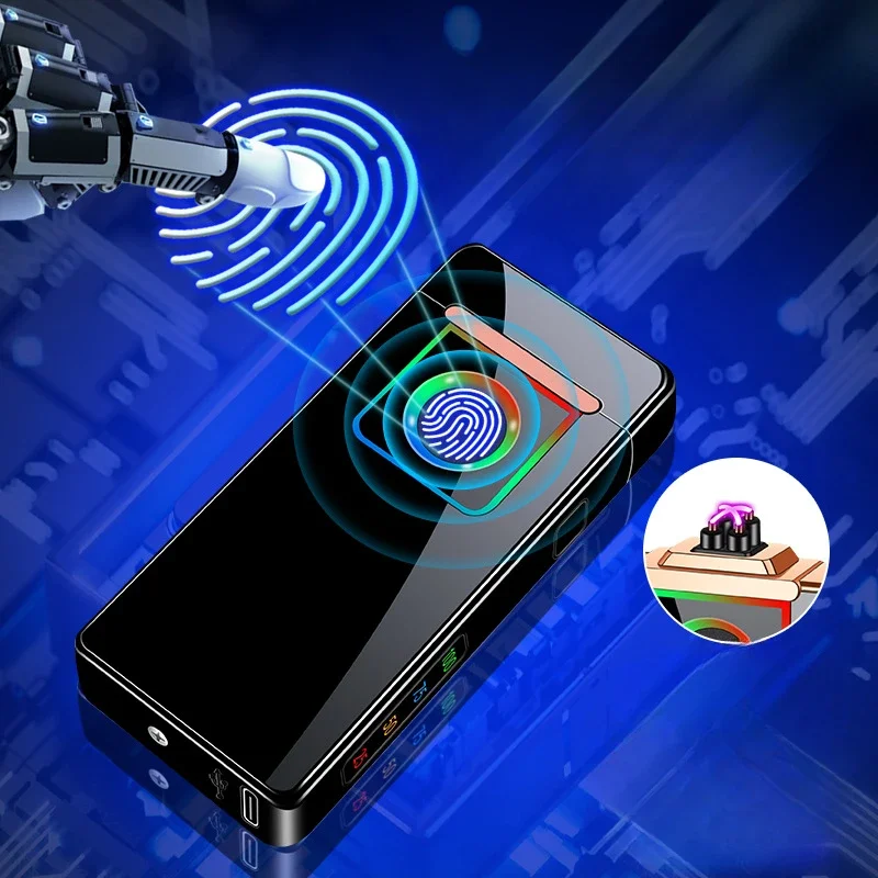 High-end true fingerprint private lighter Type-C fast charging smart chip is only available to the owner