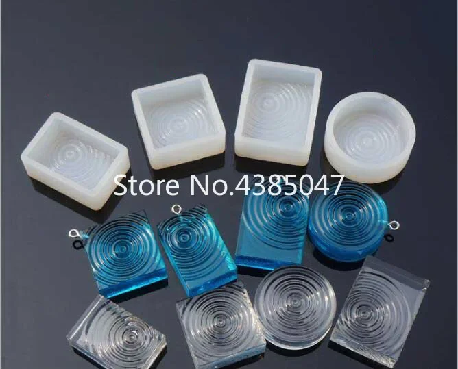 1PC Geometric Silicone Resin Casting Necklace Expoxy Mold for Making Jewelry 3D Water Ripple Cabochon Jewelry Tools