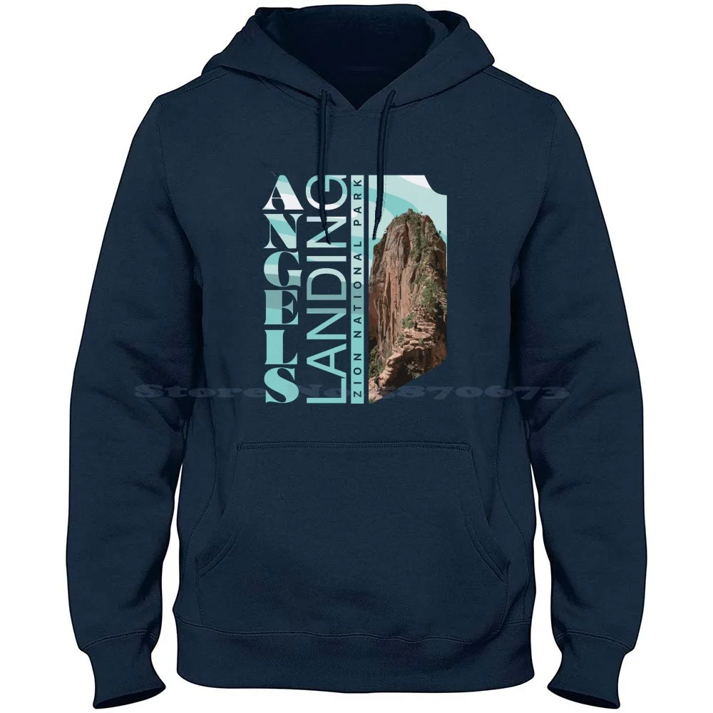 Angels Landing 100% Cotton Hoodie T Shirt Nature Hiking Trekking Camping Wildlife Zion National Park Angels Landing