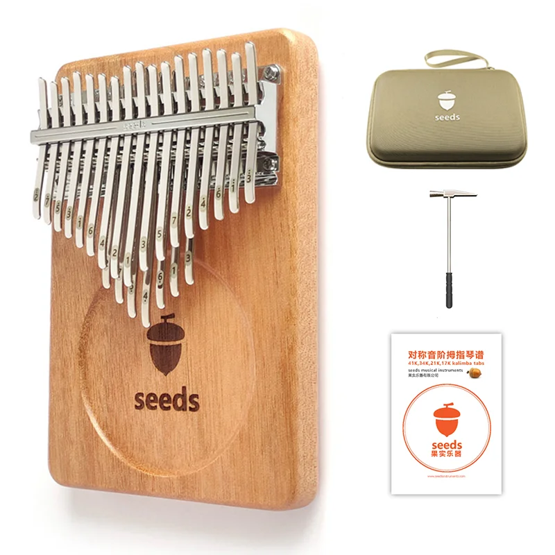 New 21 Keys Seeds Okoume Wood Kalimba Accurate Tuning 2 Layers Professional Thumb Piano Acoustic Finger Piano Total 24 Keys