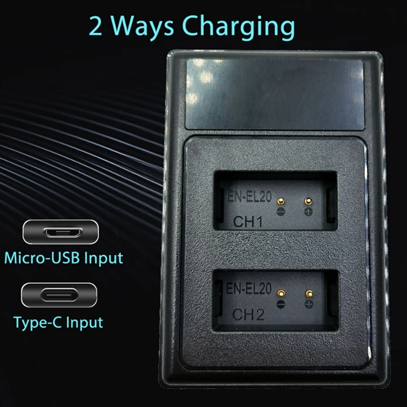 EN-EL20 Oplader Lcd Usb Dual Accu Lader Voor Nikon Coolpix P1000 Nikon1 J1 J2 J3 /1 S1 1 V3 Nikon1 Aw1 Camera