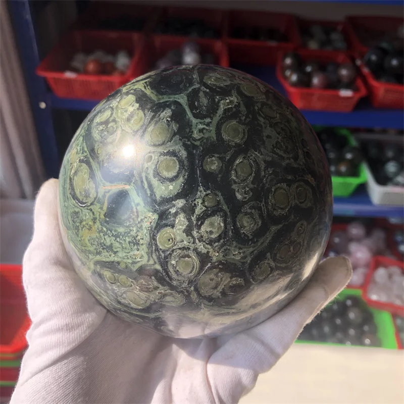 2.6kg natural ocean jasper peacock's eye quartz crystal sphere healing for gift