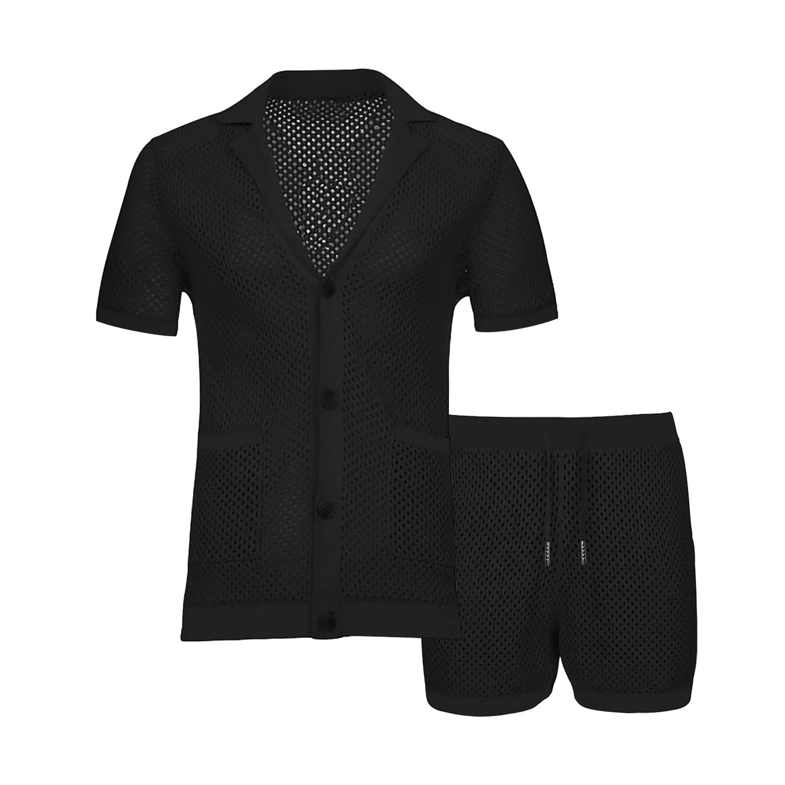 

Mens Suit Separates Mesh Breathable And Cool Casual Suit Thin Mens Shortsleeved Shorts Twopiece Set Suit Mens Regular