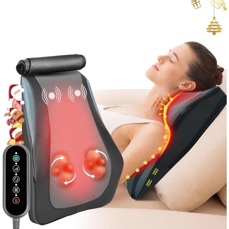 Back Massager for Back Pain Deep Tissue, Shiatsu Lower Back Neck Massager with Heat, 3D Kneading Massage Pillow for Back