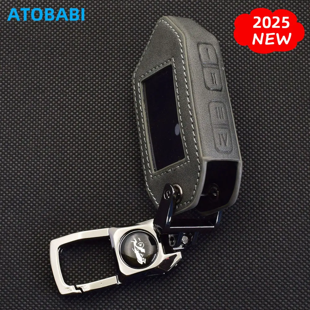 Gray Leather Car Key Cover Bag For Scher-Khan Mobicar 1 2 3 A B M10 M20 Two Way Car Alarm System LCD Remote Fobs Shell Case Skin