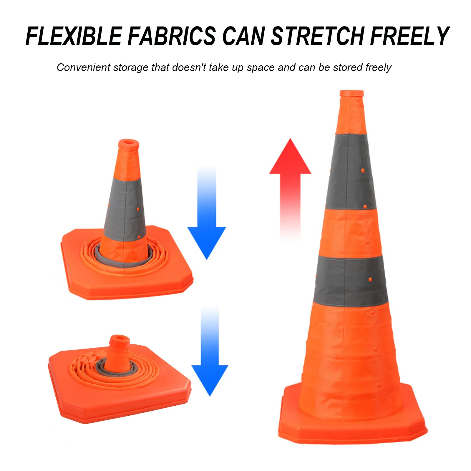 2pcs 45cm/70cm Retractable Road Cone Folding Parking Warning Cone Barricade Cone Car Emergency Warning Cone