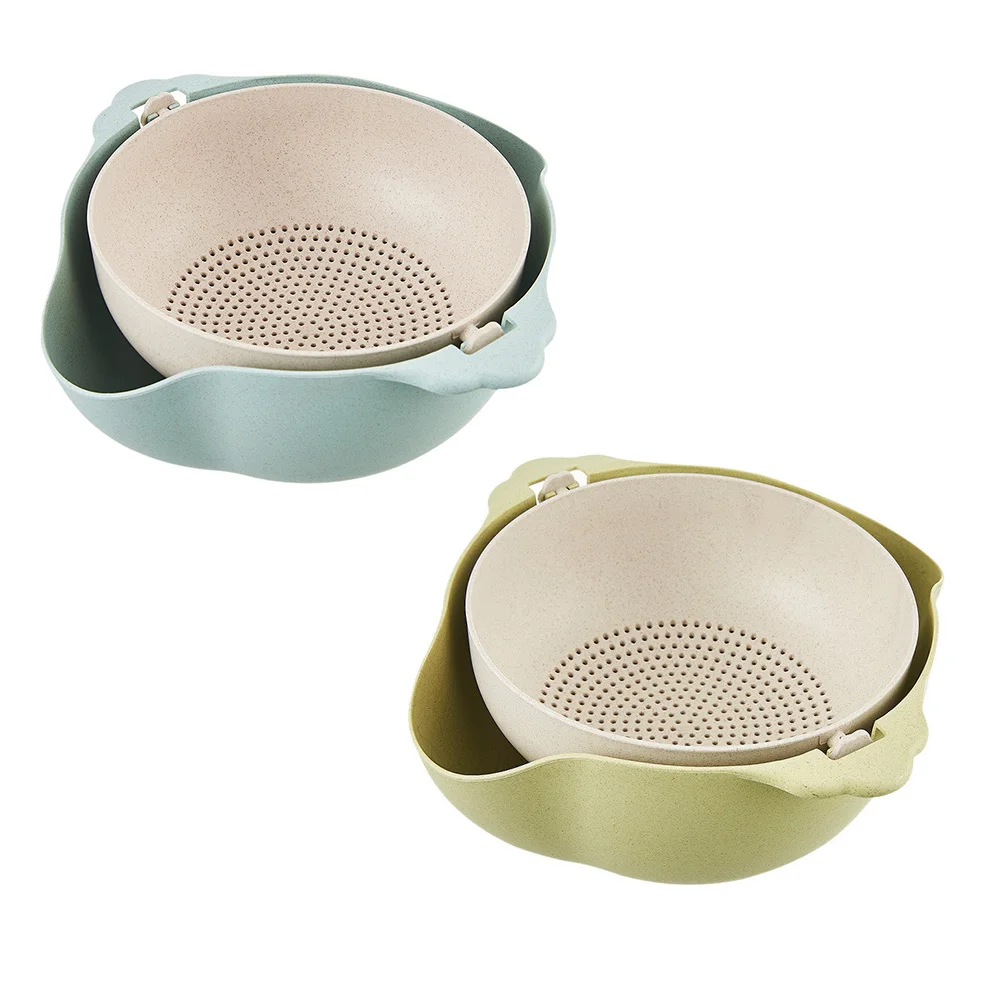 

Rice Sieve Multi-purpose Drain Basket Laundry Double-layer Multi-functional for Kitchen Fruit and Vegetable Housewives' Tool