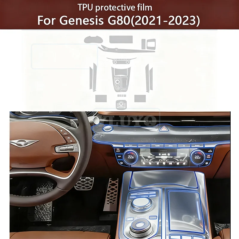 

For Genesis G80 2021-2023 Car Accessories Interior Thin Film Transparent TPU Gear Panel Center Console Anti-scratch Resist Refit