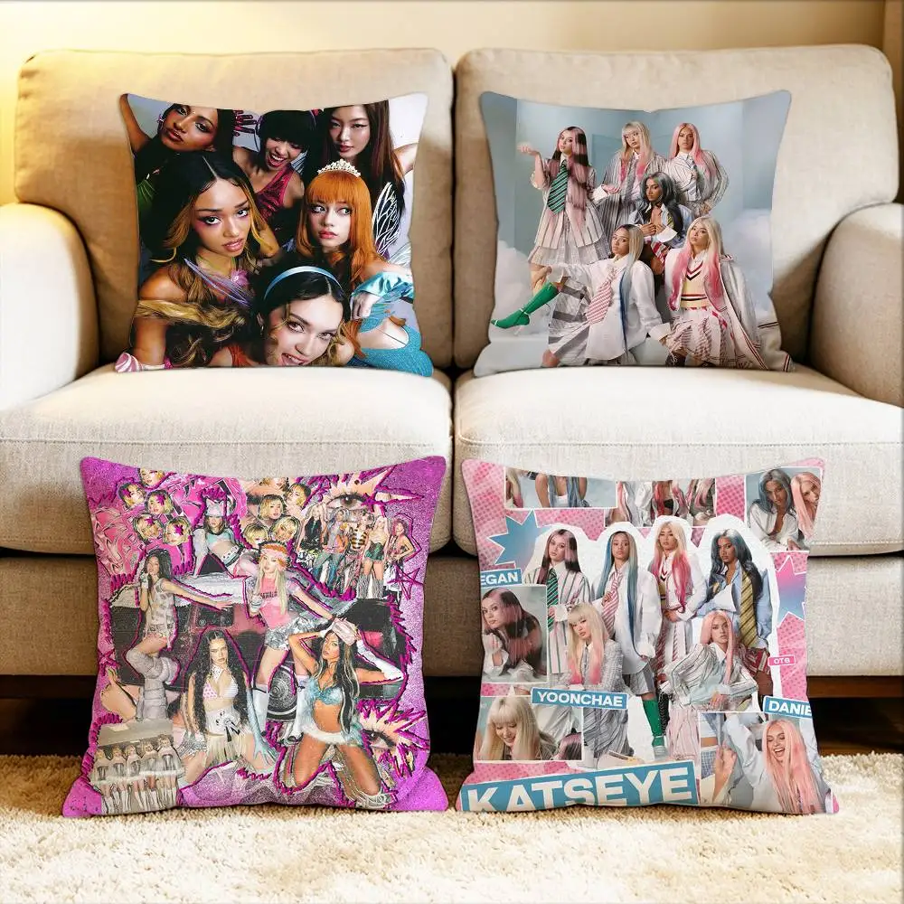 Hot Music Band K-KATSEYE Various Sizes Square Pillow Case For Car Home Bedchamber Decor