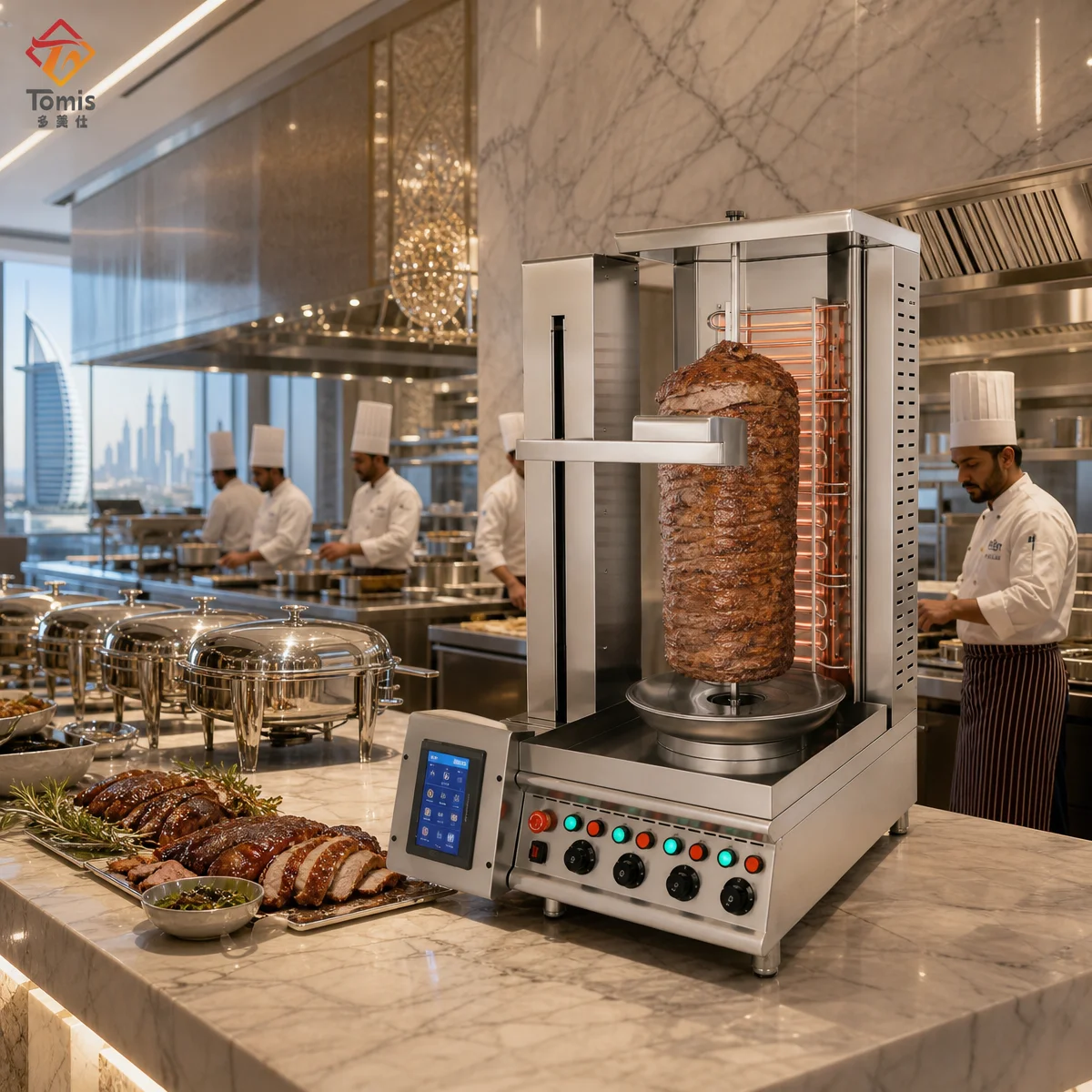 Commercial Electric Doner Kebab Machine Stainless Steel Shawarma Grill 220V Vertical Rotisserie 10.8KW Restaurant Equipment
