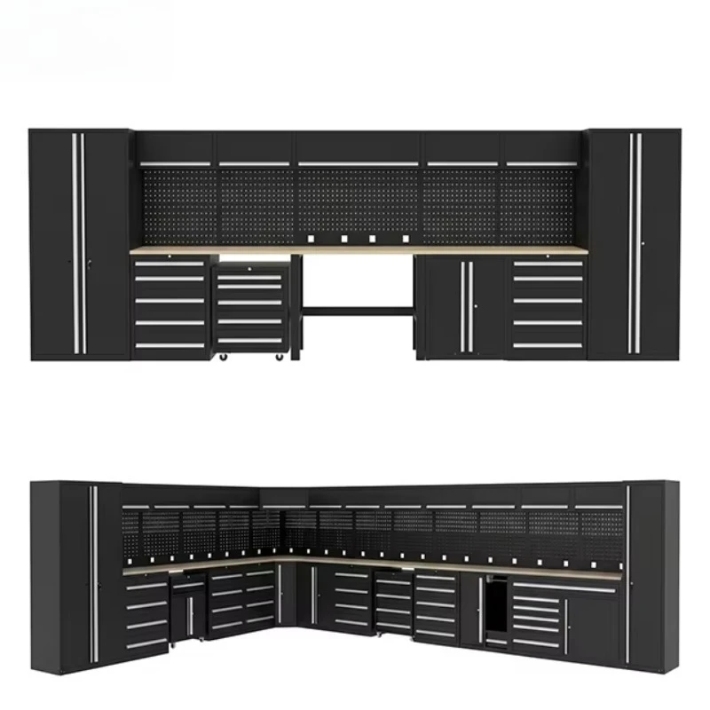 New Design Heavy-Duty Garage Combination Tool Cabinets  Workshop Metal Workbench with Drawers Tool Cart with Tools