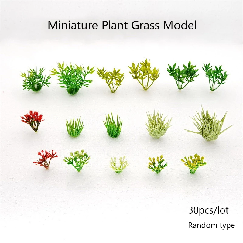 Simulation Miniature Small Grass Model ABS Plant Material For HO Train Railway Building Sand Table Layout Diorama Kits 30Pcs