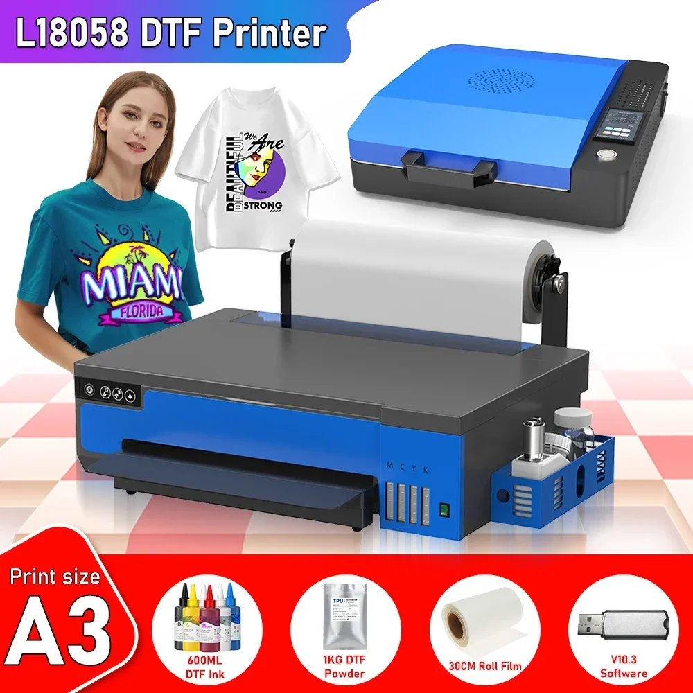 A3 dtf printer For Epson XP600 Directly To Film L18058 impresora dtf A3 with Roll Feeder A3 Clothes t shirt printing Machine