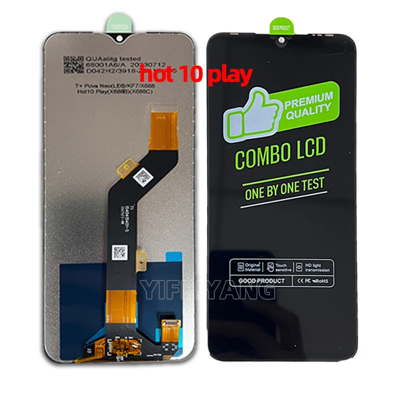 Original LCD Display Touch Screen Digitizer Assembly, Infinix Hot 9 Play 10 Lite 10I 11 Spark 6 8 Go, 100% Tested, 2PCs