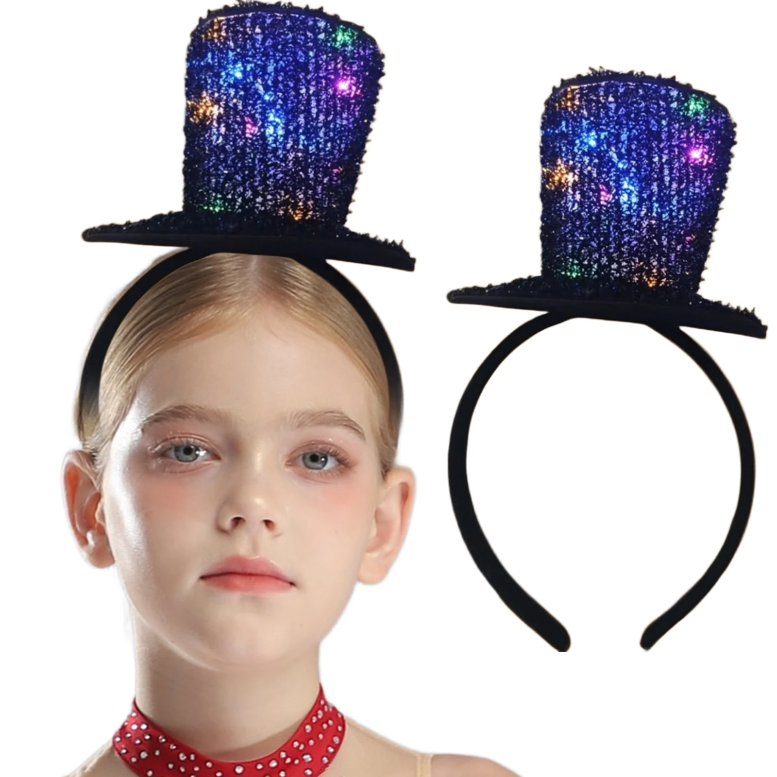 유니섹스 미니 탑 모자 머리띠 어린이를위한 라이트 업 헤드 피스 파티 이벤트 할로윈 크리스마스 모자 액세서리 소품
